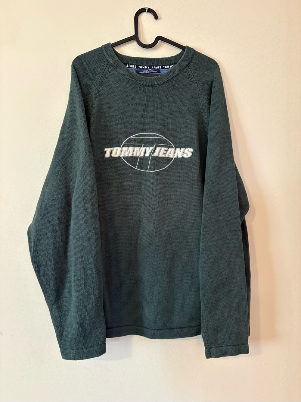 Vintage Tommy Hilfiger Jeans Men's Forest Green Logo Sweater XL
